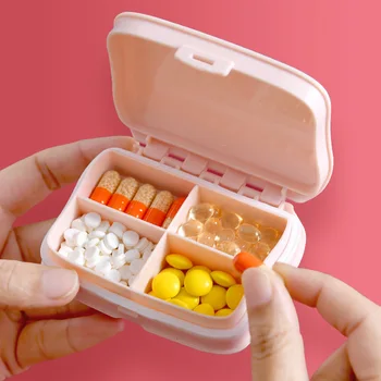 Pliabil Cutie Mini Container De Droguri Comprimat De Stocare A Călători Caz, Titularul Drăguț Pastila Cutii De Medicina Caz Recipient Organizator Roz