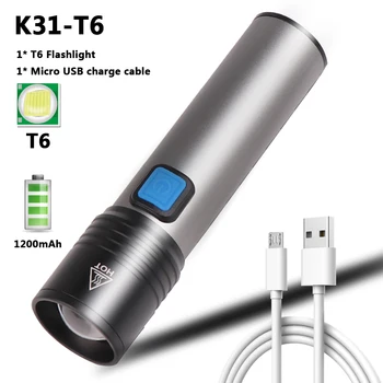 USB Reîncărcabilă Lanterna LED XML T6 Built-in 1200mAh Baterie 18650 Impermeabil Camping Lumina Zoom Lanterna Felinar