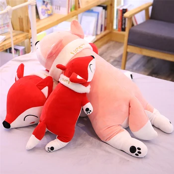 Kawaii Pluș Fox Jucării Drăguț Animale Împăiate Păpuși Huggable Perna Perna de Spate Xmas Cadou de Ziua de nastere pentru Copii și Prietena