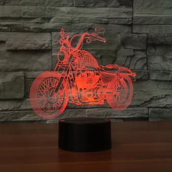 Transport gratuit cu Motor 3D Led Lumina Noutate 3D Lampa de Masa 3D Motocross Bicicleta formă Noapte Lumini LED-uri USB 7 Culori Schimbare de iluminat