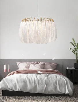 Moderna Pene Candelabru Cald Romantic Nordic Iluminat Camera de zi Dormitor Creative Ins Roșu Net Fata de Pană de Iluminare gratuit nava