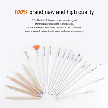 Unghii cu Gel unghii Pensule 20 Buc/Set Decoratiuni de Arta Unghiilor Perie Set de Instrumente Profesionale de Pictura Creion pentru Unghii False Tips UV