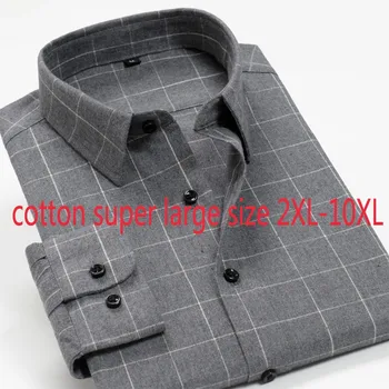 New Sosire de Moda de Înaltă Calitate Super-Mari Oxford Textile Barbati din Bumbac Dungi cu Maneca Lunga Carouri Tricouri Casual Plus Size 2XL-10XL