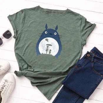 Femei Tricou Grafic Tricouri Bumbac Creative Pisica pentru Dragoste Imprimare Tricouri Topuri Streetwear Supradimensionate, Haine cu Maneci Scurte Tricou Amuzant