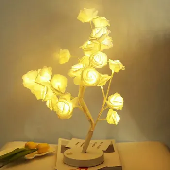 Noua Lampă cu LED-uri a Crescut de Flori de Arbore de Forma Alimentat de la Baterie Decorative Masă LED Lumini Petreceri de Crăciun de Nunta QP2