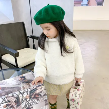 Toamna și Iarna New Sosire coreea style all-meci Brodate de Pluș cu gluga Hanorac pentru moda drăguț copil fete