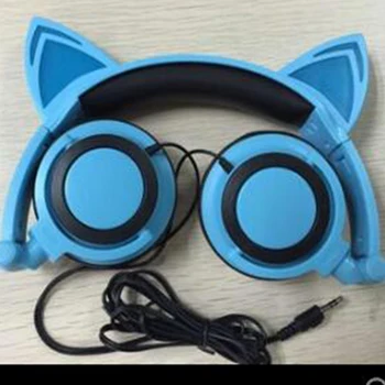 Noi desene animate pentru copii cu urechi de pisică cap-montat luminos mobil pliabil muzica căști