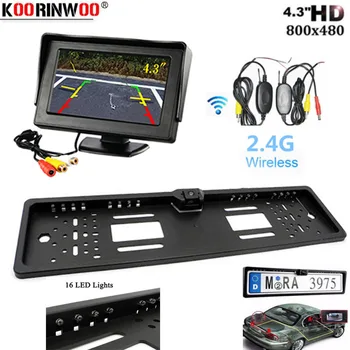 Koorinwoo Inversarea 16 Lumina UE Mașină Cadru de Înmatriculare HD camera retrovizoare Monitor de rezervă sistem de asistență de parcare