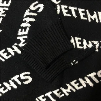 Complet LOGO-ul de Imprimare Bărbați Femei Vrac VETEMENTS Tricotate Jumper material Gros VTM Pulover în Interiorul Tag Vetements Pulover