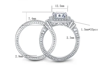 8mm 2 carate asscher tăiat Diamant Inel S925 argint fin propunere nunta aniversare da, am făcut logodna