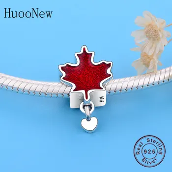 Se potrivesc Original Pandora Bratara Argint 925 Email Rosu Canada Flag Frunze de Arțar Dragoste Șirag de mărgele Pentru a Face Berloque DIY