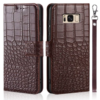 Flip Caz de Telefon pentru Samsung Galaxy S8 SM-G950F G9500 Acoperi Textura de Crocodil Piele de Design de Carte de Lux Coque Wllet Capa Curea