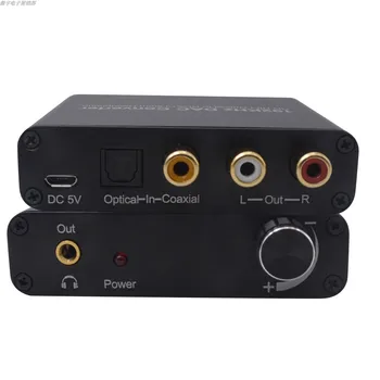 192KHz Digital La Analogic Audio Converter DAC Coaxial Toslink SPDIF HD HIFI Optice La RCA Jack de 3,5 mm Adaptor Cu Control de Volum