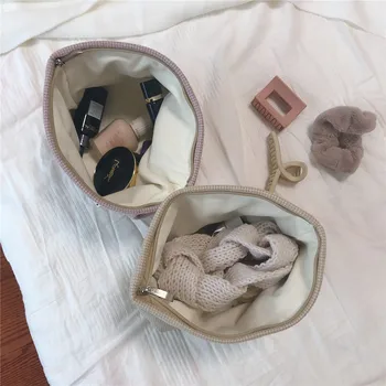 Sac De Cosmetice Organizator Țesătură De Lână Machiaj Pungă Mare De Călătorie Articole De Toaletă Spălați Sac Femei Necesserie Frumusețea Caz Coreean Make-Up Box