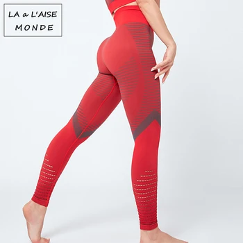 2020 Sexy Femei Leggins Piersic Hip Fitness Pantaloni Femei Împletit cu uscare Rapida Întindere Colanti Șold Talie Mare Jambiere Sport