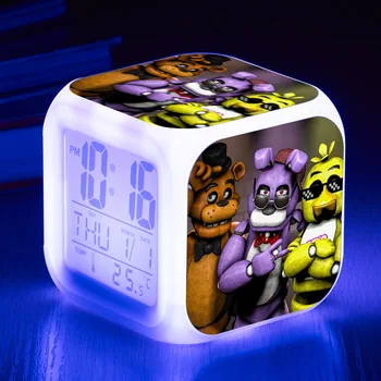 2019 Noi Cinci Nopți La lui Freddy 7color LED Ceas Deșteptător FNAF Bonnie, Foxy, Freddy Fazbear Urs Ceas Lumina de Noapte Ceasuri Ceas jucarii