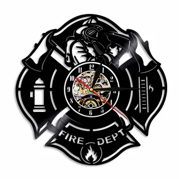 Pompieri Fire Truck Ceas De Perete Pompier Disc De Vinil Ceas De Perete Cu Design Modern De Stingere A Incendiilor Ceasuri De Timp Creativ Pompieri Cadou