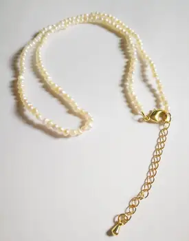 2mm de culoare alb strălucitor real Pearl colier lanț 7cm aur incuietoare naturale de apă Dulce PEARL Bijuterii Femei 35cm 43cm 15