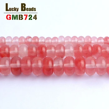 Cherry Cuarț Piatră Rondelle Margele Pentru Bijuterii de Luare de 15.5 inci 6/8/10mm Margele Spacer Face Brățară