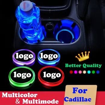 2X Mașină luminos coaster Cupa Mat Pentru Cadillac xt5 xt4 ats cts ct6 xts atsl escalade logo-ul auto de lumină Accesorii Anti-Alunecare, 7 Culori