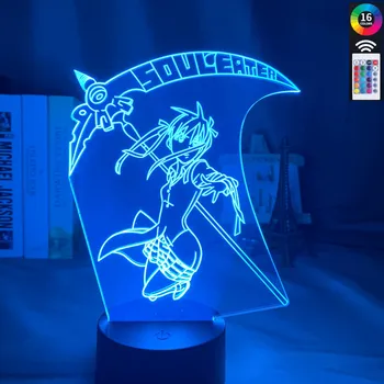 Anime Soul Eater Maka Albarn Figura Copii a Condus Lumina de Noapte pentru Acasă Decorare Camera Fetelor Noptiera Birou 3d Lampa Cadou de Schimbare a Culorii