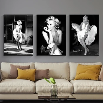 Celebra Marilyn Monroe Alb-Negru de Epocă Panza Pictura Postere si Printuri de Arta de Perete Imaginile pentru Camera de zi Decor Acasă