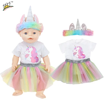 Unicorn Copil Folie de Costume Salopeta se potrivesc 43-45cm Copil-născut Papusi Accesorii si 18 inch Papusa Haine Americane Salopetă Pijamale