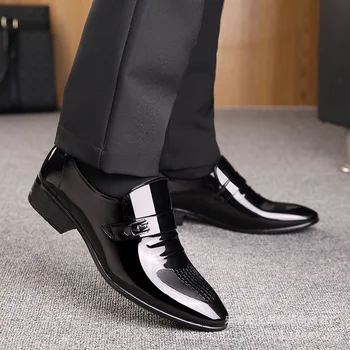 Primăvara și Toamna Barbati Pantofi Rochie Neagra mai Nou Stil Masculin din Piele Formale Pantofi de Cauciuc de sex Masculin Slip-On Solid Apartamente Barbati Pantofi Rochie