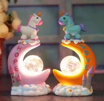 Stil Nordic creative rasina de artizanat cadouri albastru roz alegere minunată unicorn star lampa decor decor de uz casnic