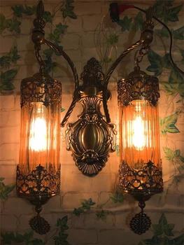 Mediteraneene, Stil Art Deco Capete Duble Perete Lampa Cu Lumini De Mana Prin Sculptate De Sticlă, Lămpi De Perete, Lămpi Cu Kerosen