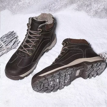 2021 Cizme De Zapada Pentru Barbati Cizme De Iarna Cald Drumeții Pantofi Barbati Dovada De Apă Glezna Cizme De Iarna Din Piele Pantofi În Aer Liber Adidași 36-48