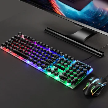 GTX300 USB cu Fir plin de culoare LED Backlit Tastatură de Gaming cu Mouse-ul pentru Laptop PC