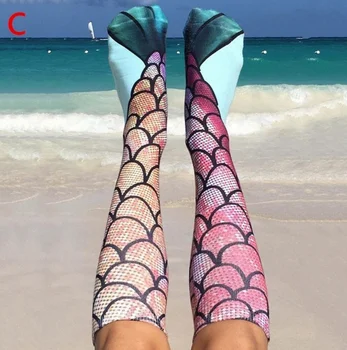 Doamnelor sosete distractiv amuzant șosete de bumbac mermaid colorat mermaid șosete șosete de moda trendy