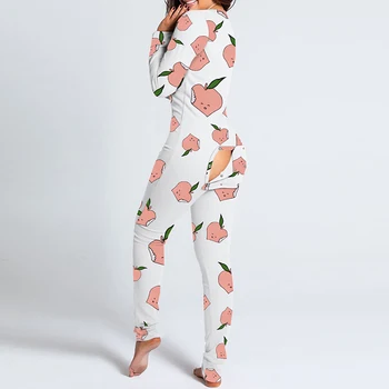 Lady Costum Pijama Înapoi Fundul Body Vagabond Deschide Fundul Sexy Femei Salopeta Cu Maneci Lungi De Pijama Vagabond Deschide Homewear Butonul Clapa Bodysuit