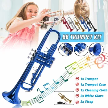 Muzical Trompeta Bb Plat Alamă trompeta Rafinat Durabil trompete Instrument Muzical cu piesa Bucală Mănuși Curea Caz