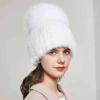 Iarna nou de nurcă blana de vulpe capac femeii rece de protecție dispozitive de protecție pentru urechi de lux de vânzare fierbinte nurca beanie hat