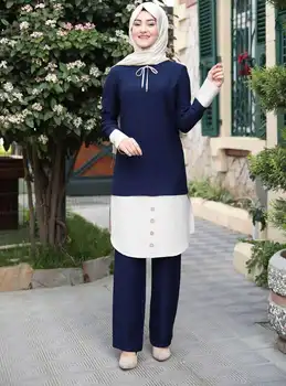 WEPBEL Orientul Mijlociu Musulman Malay Set Haine Musulmane Rochie de Femei Costum de Îmbrăcăminte Seturi Butonul O de Gât Complet Maneca Moda de Vara