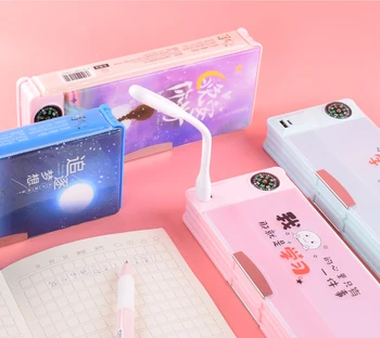 Creative Multifunctional Nou Caz Creion Cu Lumina Led-Uri Si Usb Mini Ventilator Student Papetărie Cutie Coreean Caz Creion Băiat Și Fată