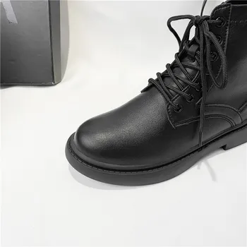 KATELVADI Split din Piele Glezna Cizme de Înaltă Calitate Pătrat Confortabil Pantofi cu Toc Ține de Cald Rotund Toe Cizme de Iarna XYL-006