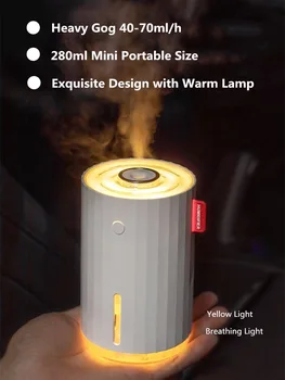 USB Mini-Umidificator de Aer 280ml Romantic LED Lampă de Ulei Esențial Difuzor Ceață Rece, Difuzor de arome cu Ultrasunete Umidificator pentru Casa