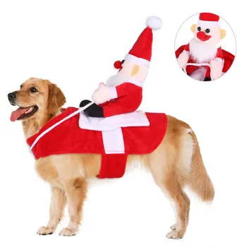 Noutatea Câine Santa Costum Vesta Animale De Companie Roșu De Crăciun De Echitatie Rochie De Îmbrăcăminte Cald Petrecere Îmbrăcat Cosplay Îmbrăcăminte Amuzant Haine Cald
