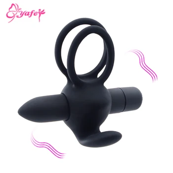 10 Viteza Glont Vibrator Penis Spini Clitories Stimulator Dublu Inel G Spot Vibratoare Întârziere Silicon Flirt Jucarii Sexuale pentru Barbati