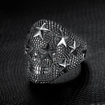 Retro sex Masculin Gol Hip-hop Inel din oțel Inoxidabil Punk Văzut Stele Inel de Craniu Fantomă Cap Bijuterii Fine
