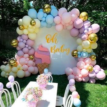 145pcs Baloane Pachet Balon Ghirlanda Arc Kit Macaron Albastru Roz baloane din latex Pentru Copil de Dus Ziua de naștere Petrecere de Nunta Fundal