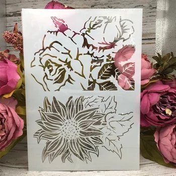 4buc/Lot A4 Copac de Floarea soarelui, Păpădie DIY Stratificare Sabloane Pictura Album de Colorat Relief Album Decorative Șablon Carte