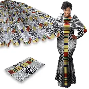 3yards Organza + 3 metri material de panglică de mătase africane ceara de imprimare tesatura de matase ceara tesatura pentru femei rochie