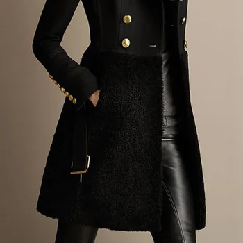 Haina de Iarna Femei 2020 Noua linie de Moda Stil European Simplu Buton Și Mid-lungime Stil Rever Negru Elegant Îngroșat