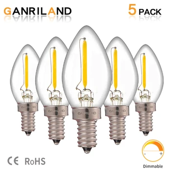 Ganriland C7 Frigider Bec Led E12 E14 0.5 w Estompat Led Filament de Bec 2700k 110V 220V Candelabru Pandantiv Lampa Edison