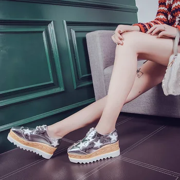2019 Primăvara Vintage Pantofi Oxfords Pentru Femei Platforma Dantelă Sus Liane Femei Pantofi Casual Oxfords Doamnelor Apartamente Pantofi Mocasini