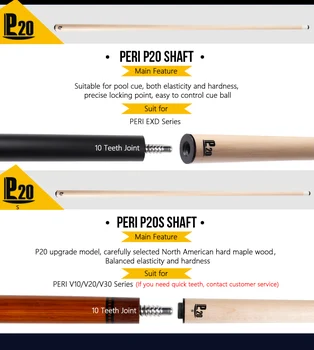 PERI P20/P20S Biliard Pool Cue Stick Kit Ax 12.5 mm tip Selectate din lemn de Artar Profesionale PERI Arbore Pentru PERI VS/VE/ PS/PX2